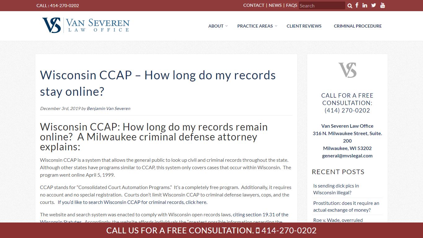 Wisconsin CCAP: How long are my records online? Van Severen Law