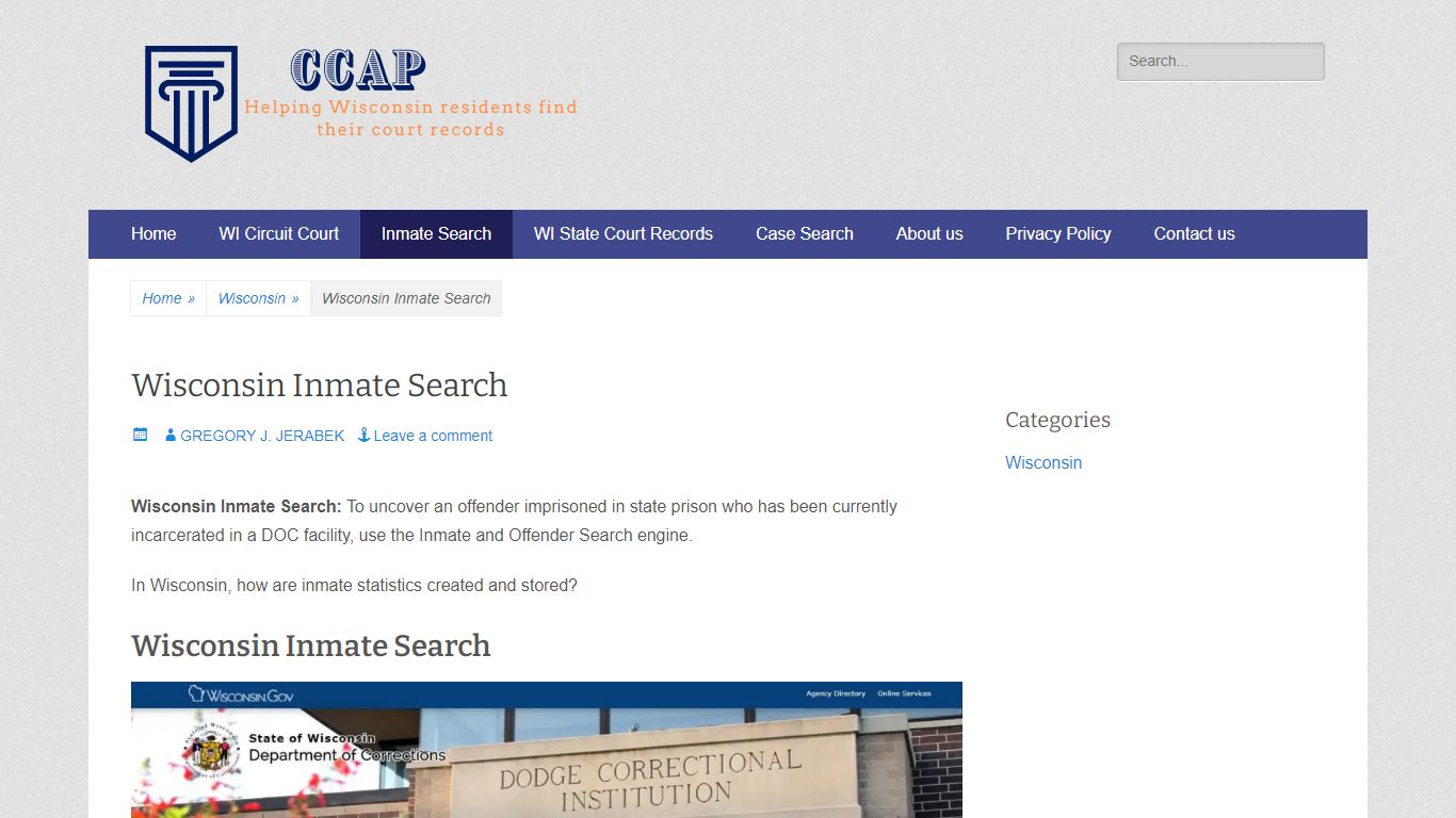 Wisconsin Inmate Search - CCAP Wisconsin Circuit Court Access